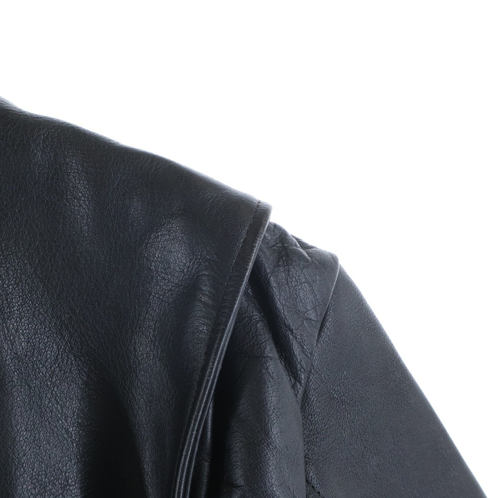 REBEL(レベル) マルチポケット ジップアップ シングルレザージャケット ライダースジャケット ブラック