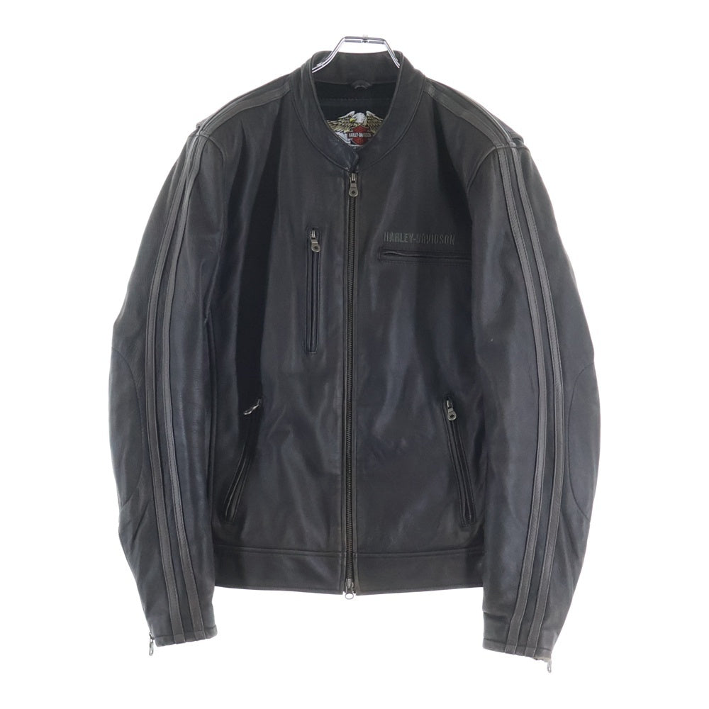 HARLEY DAVIDSON(ハーレーダビッドソン) RIVAL WINGED SKULL LEATHER JACKET ライバル ウィングド スカル アームラインデザイン ジップアップ シングルレザージャケット ブラウン 97110-09VM