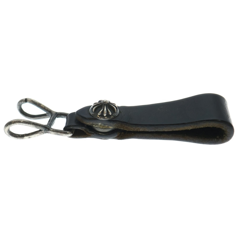 CHROME HEARTS(クロムハーツ) BELT LOOP クロスボールボタンレザーベルトループ シルバー/ブラック BCA397