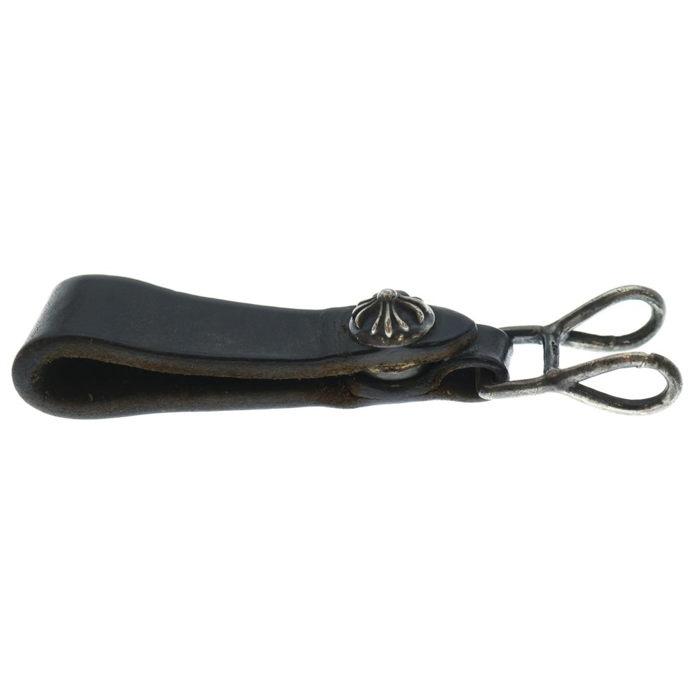 CHROME HEARTS(クロムハーツ) BELT LOOP クロスボールボタンレザーベルトループ シルバー/ブラック BCA397