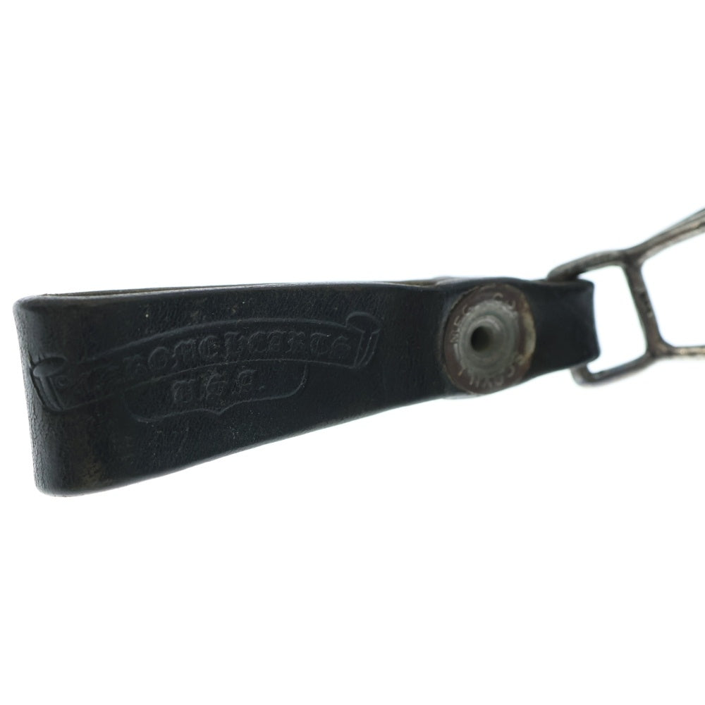 CHROME HEARTS(クロムハーツ) BELT LOOP クロスボールボタンレザーベルトループ シルバー/ブラック BCA397