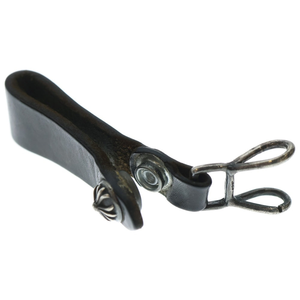CHROME HEARTS(クロムハーツ) BELT LOOP クロスボールボタンレザーベルトループ シルバー/ブラック BCA397