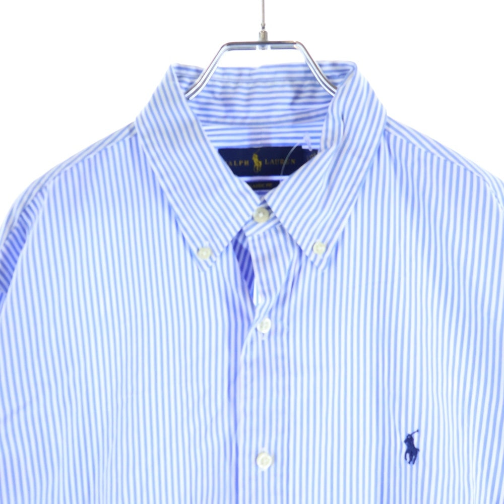 POLO RALPH LAUREN(ポロラルフローレン) CLASSIC FIT クラシックフィット ストライプ ボタンダウン長袖シャツ ホワイト/ブルー