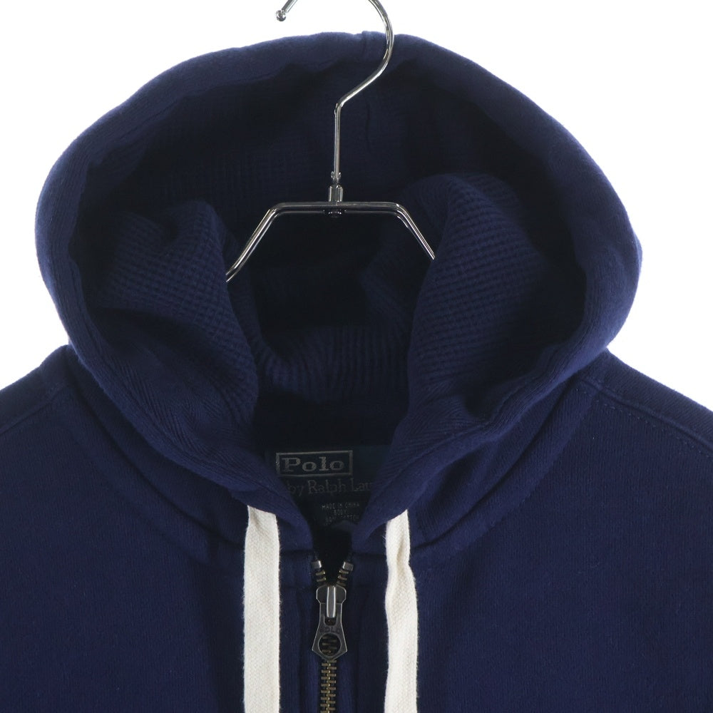 POLO RALPH LAUREN(ポロラルフローレン) 00s ミニポニー フード裏地サーマル ジップアップ プルオーバースウェットパーカー フーディ ネイビー