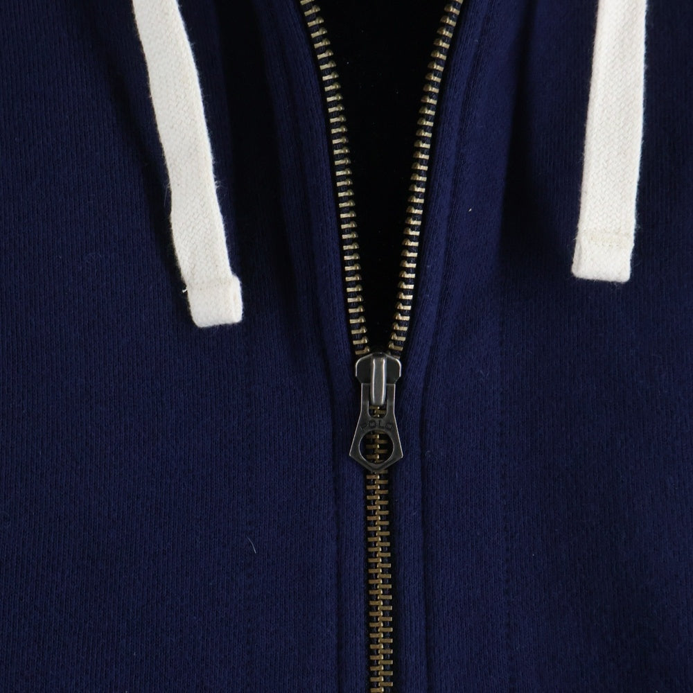 POLO RALPH LAUREN(ポロラルフローレン) 00s ミニポニー フード裏地サーマル ジップアップ プルオーバースウェットパーカー フーディ ネイビー
