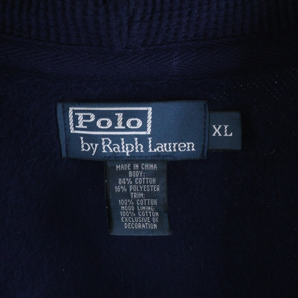 POLO RALPH LAUREN(ポロラルフローレン) 00s ミニポニー フード裏地サーマル ジップアップ プルオーバースウェットパーカー フーディ ネイビー