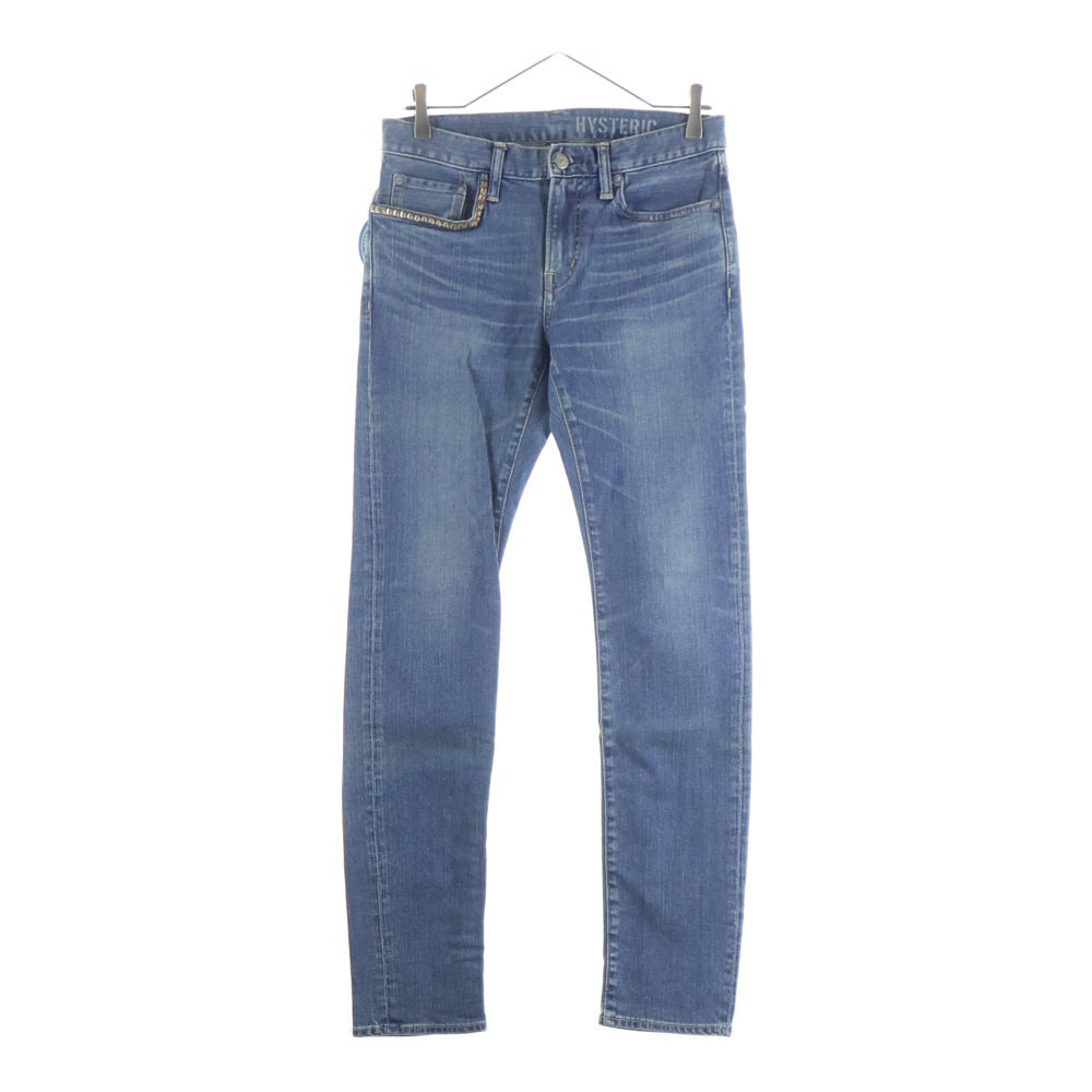 HYSTERIC GLAMOUR(ヒステリックグラマー) SP加工 ポケットスタッズ スリムストレッチデニムパンツ インディゴ 02213AP15