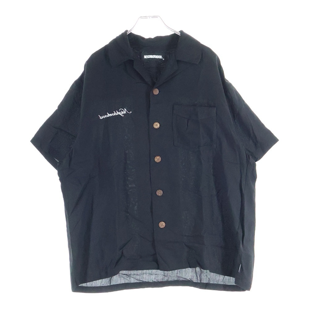NEIGHBORHOOD(ネイバーフッド) 21SS BIG YOUTH/R-SHIRT.SS レーヨン ロゴエンブロイダリー オープンカラー 半袖シャツ ブラック 211TSNH--SHM08