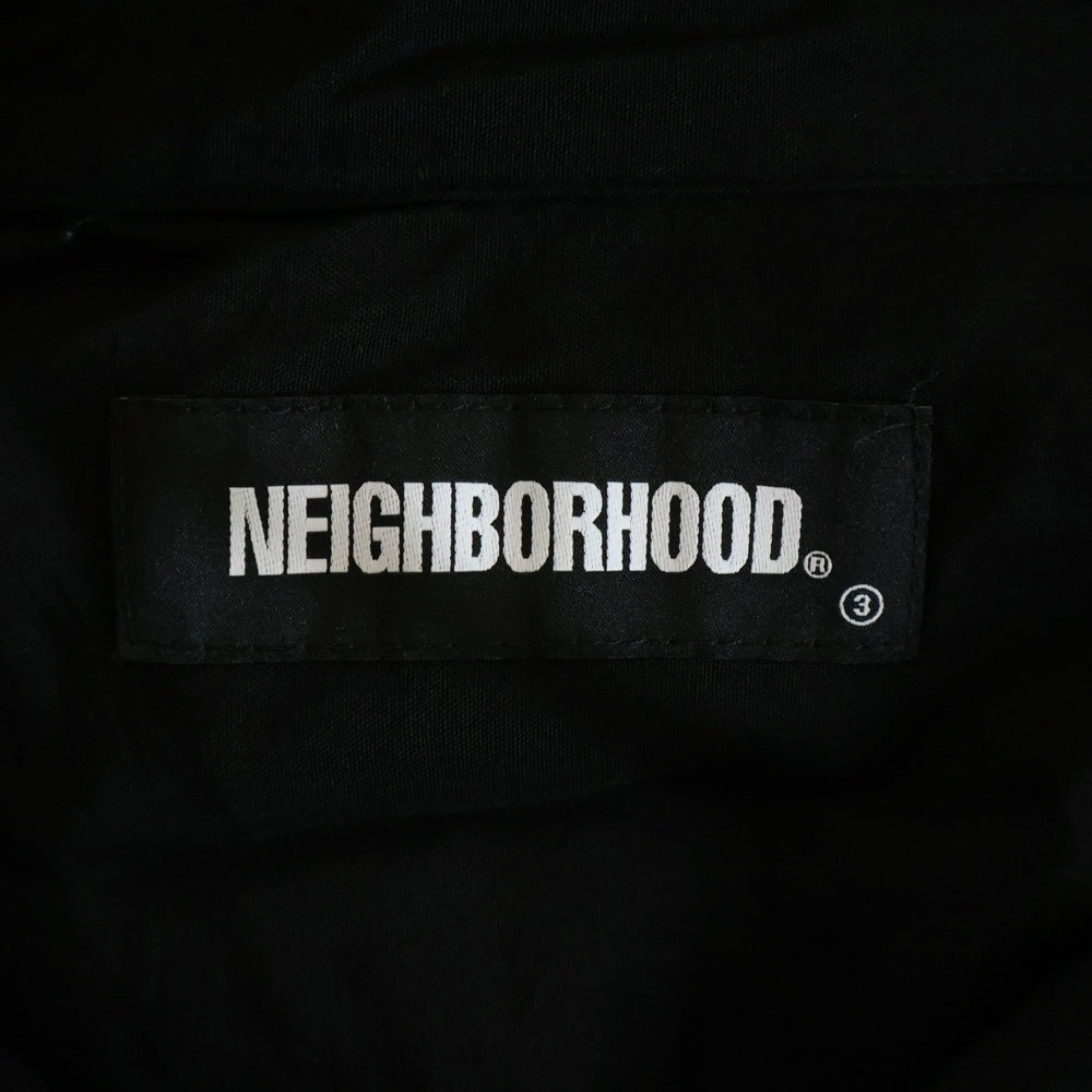 NEIGHBORHOOD(ネイバーフッド) 21SS BIG YOUTH/R-SHIRT.SS レーヨン ロゴエンブロイダリー オープンカラー 半袖シャツ ブラック 211TSNH--SHM08
