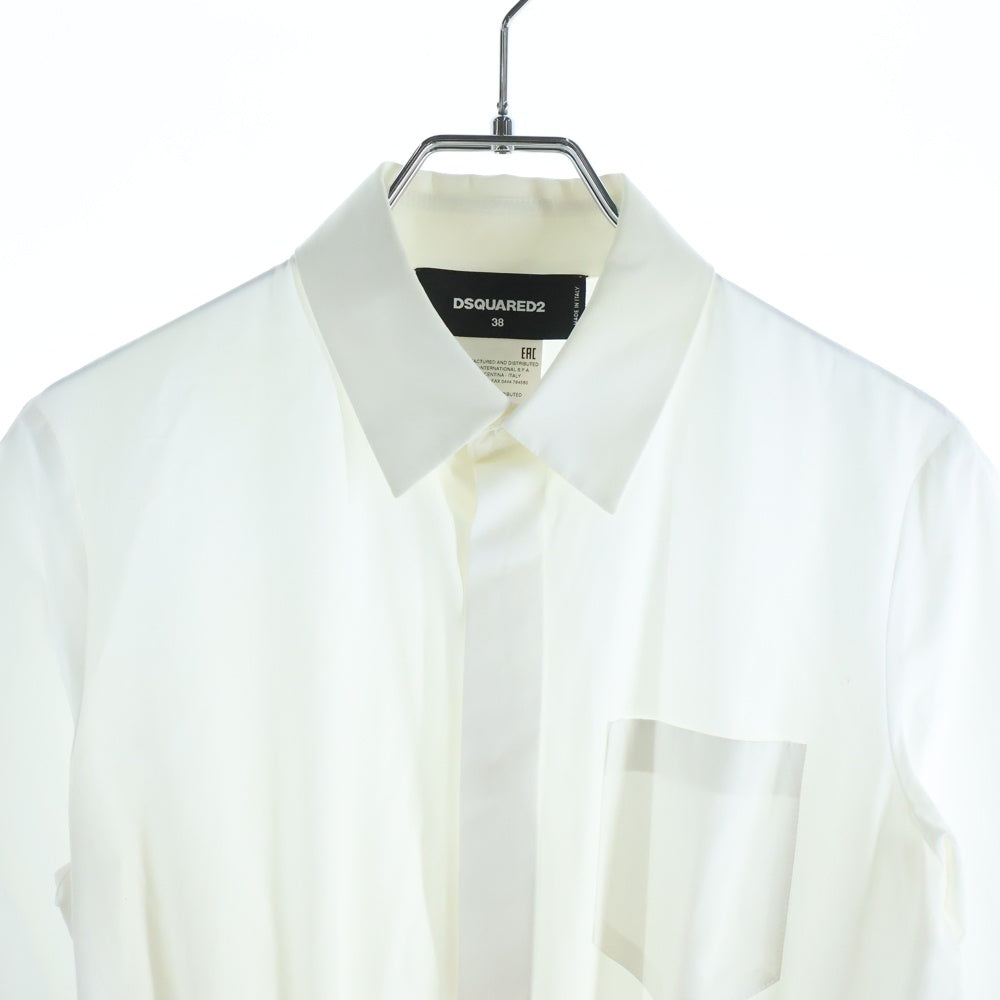 DSQUARED2(ディースクエアード) 15AW ドッキング シャツ切り替え ロングスリーブ ワンピースドレス レディース ブラック/ホワイト S72CU0179