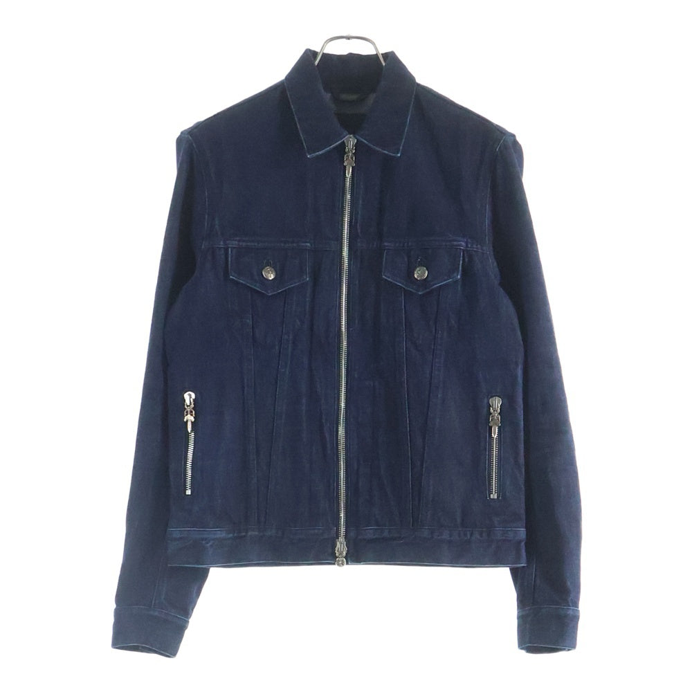 CHROME HEARTS(クロムハーツ) SWEET CHEECKS バックフレアニー ダガージップ ホースシューボタン 袖裾レザークロスパッチ ダブルジップ デニムジャケット インディゴ