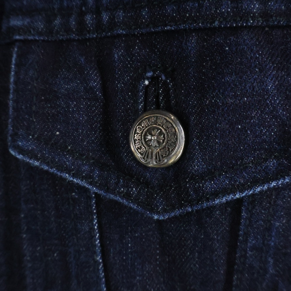 CHROME HEARTS(クロムハーツ) SWEET CHEECKS バックフレアニー ダガージップ ホースシューボタン 袖裾レザークロスパッチ ダブルジップ デニムジャケット インディゴ