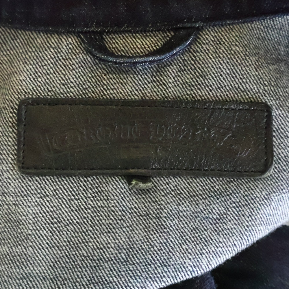 CHROME HEARTS(クロムハーツ) SWEET CHEECKS バックフレアニー ダガージップ ホースシューボタン 袖裾レザークロスパッチ ダブルジップ デニムジャケット インディゴ