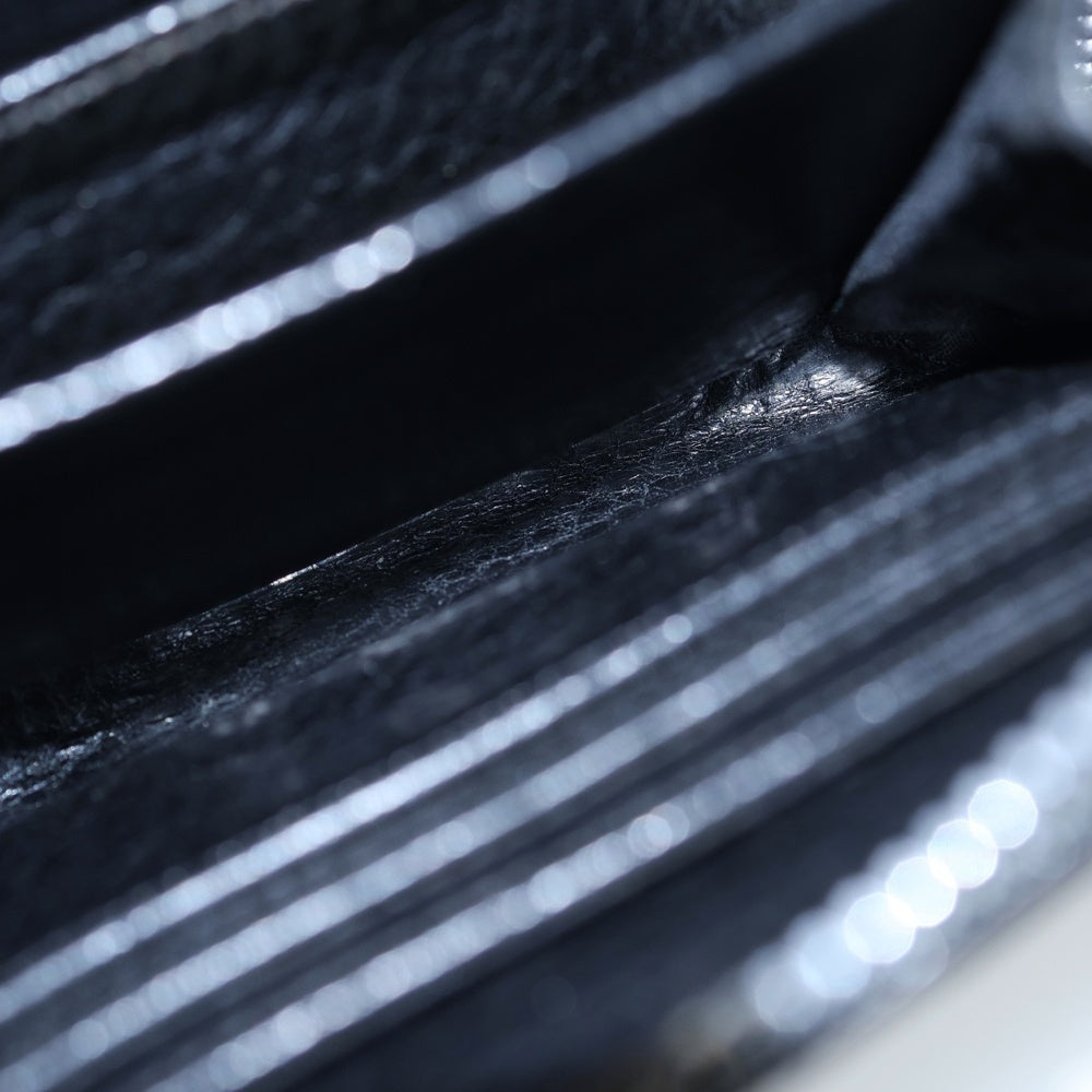 CHROME HEARTS(クロムハーツ) 3 SIDE ZIP 3サイドジップ サイドピラミッドスタッズ レザーコンパクトウォレット 財布 ブラック/シルバー