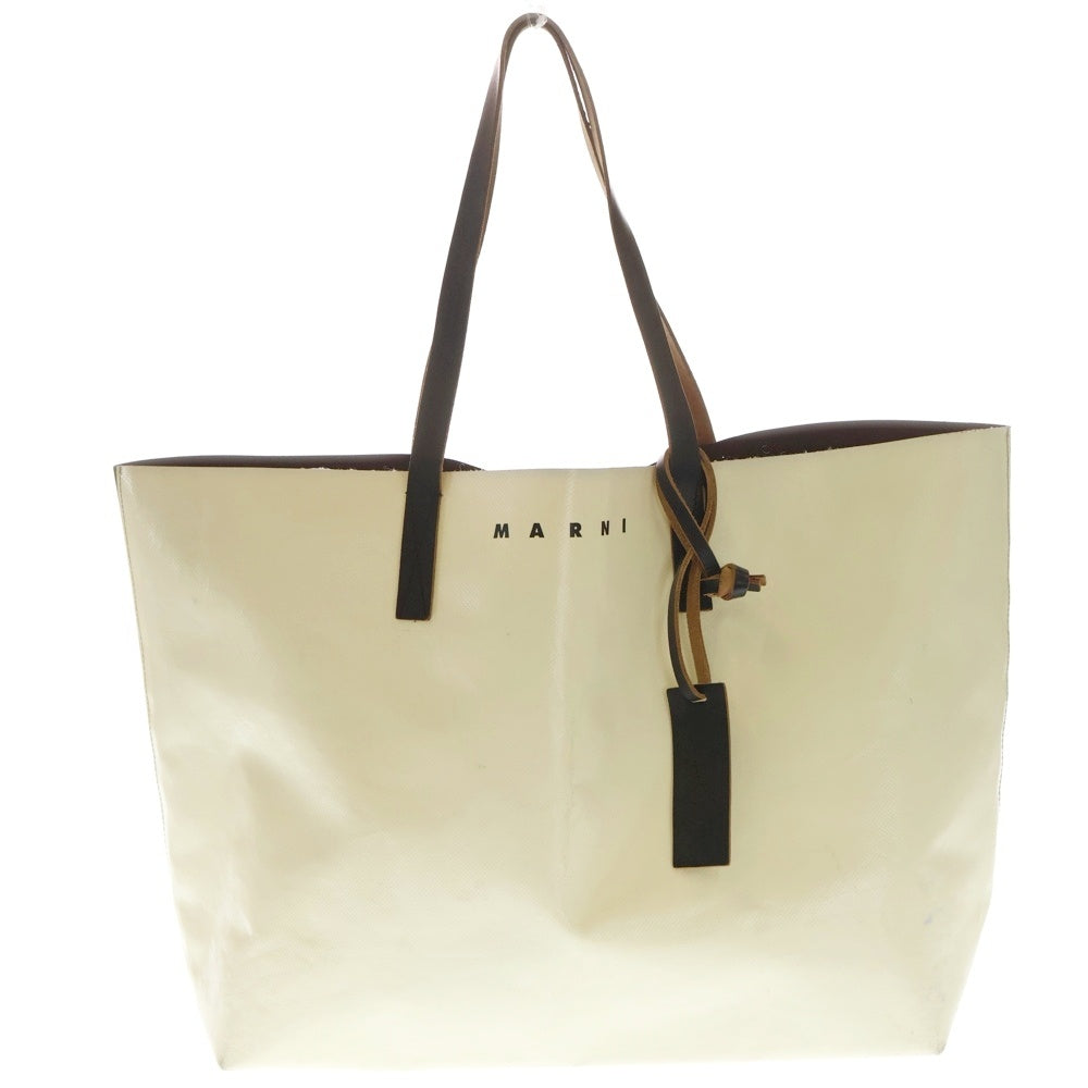 MARNI(マルニ) TRIBECA SHOPPING BAG トライベッカ ショッピングバッグ バイカラー トートバッグ ホワイト/ブラウン SHMQ0010A0 P3572