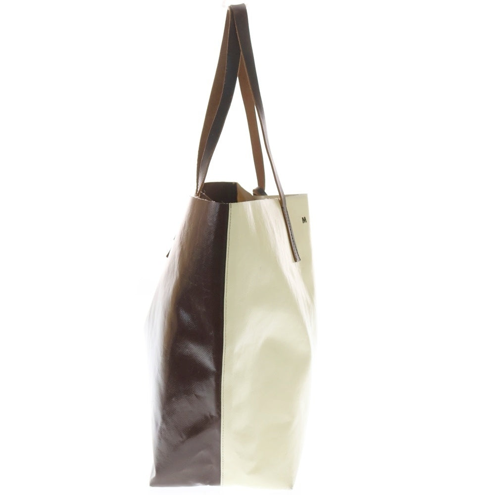 MARNI(マルニ) TRIBECA SHOPPING BAG トライベッカ ショッピングバッグ バイカラー トートバッグ ホワイト/ブラウン SHMQ0010A0 P3572