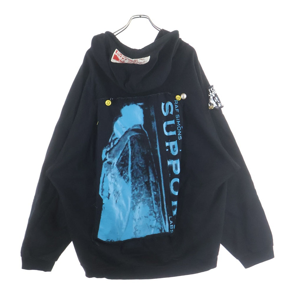RAF SIMONS(ラフシモンズ) 20SS Oversized Hoodie with Patches and Pins パッチワーク オーバーサイズド フーデッド パーカー ブラック 201-175