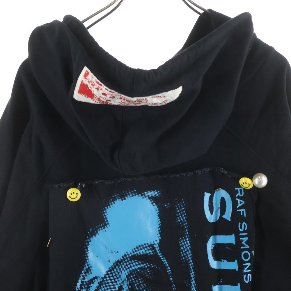 RAF SIMONS(ラフシモンズ) 20SS Oversized Hoodie with Patches and Pins パッチワーク オーバーサイズド フーデッド パーカー ブラック 201-175