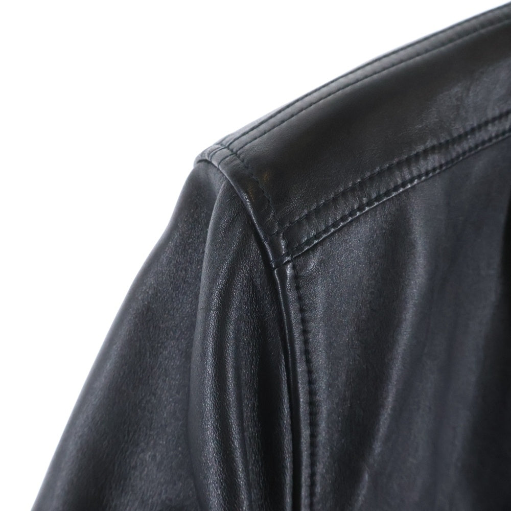 SAINT LAURENT PARIS(サンローランパリ) 23SS ドラムスキン シングルライダースジャケット ボタン ラムレザージャケット ブラック 737281 YC20C