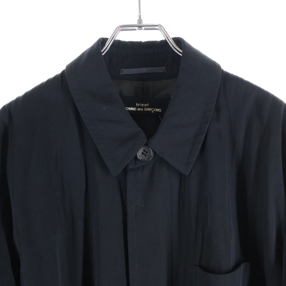 tricot COMME des GARCONS(トリコ コム デ ギャルソン) 80S-90S 比翼ボタン フロントポケット ウール ステンカラーコート ブラック TC-050020