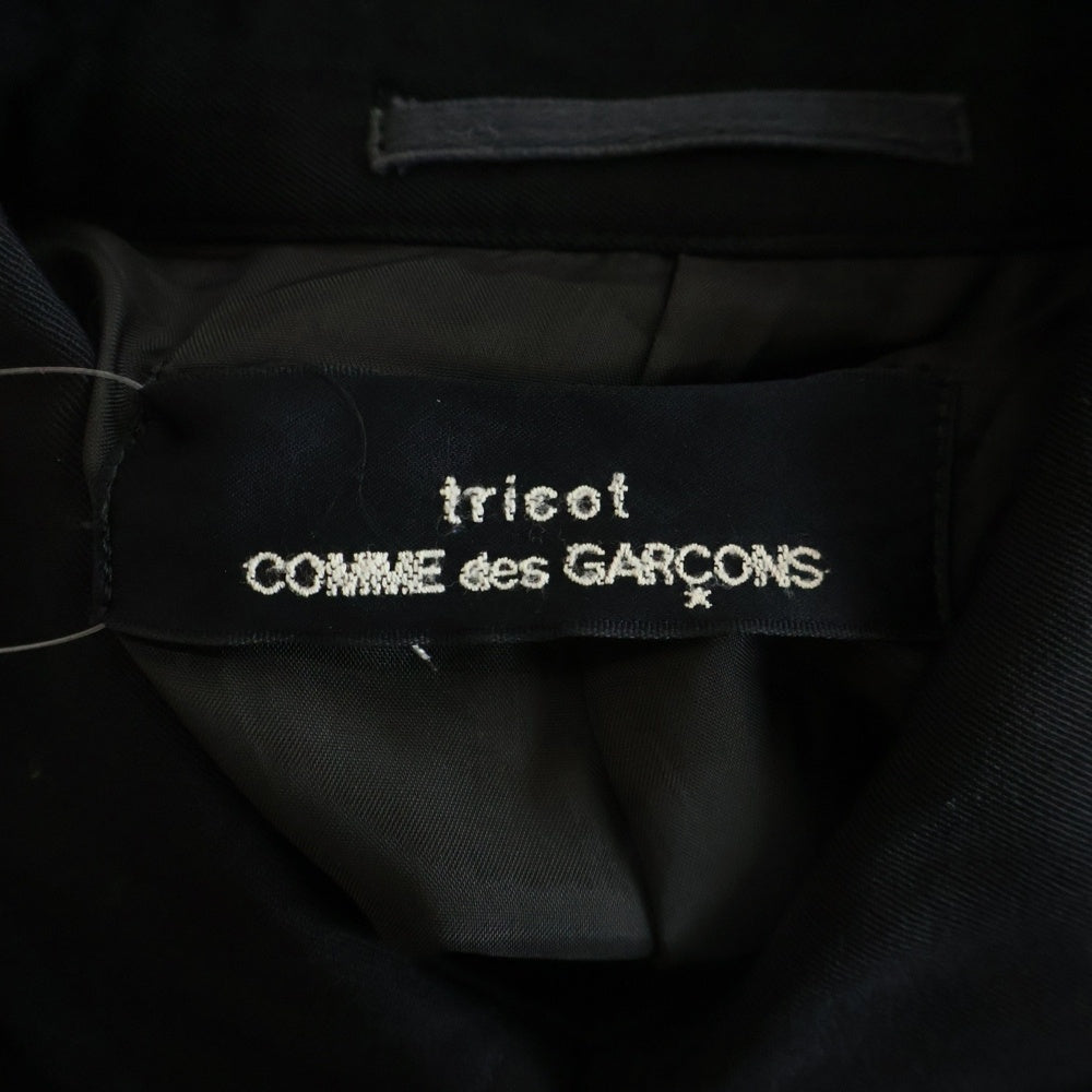 tricot COMME des GARCONS(トリコ コム デ ギャルソン) 80S-90S 比翼ボタン フロントポケット ウール ステンカラーコート ブラック TC-050020