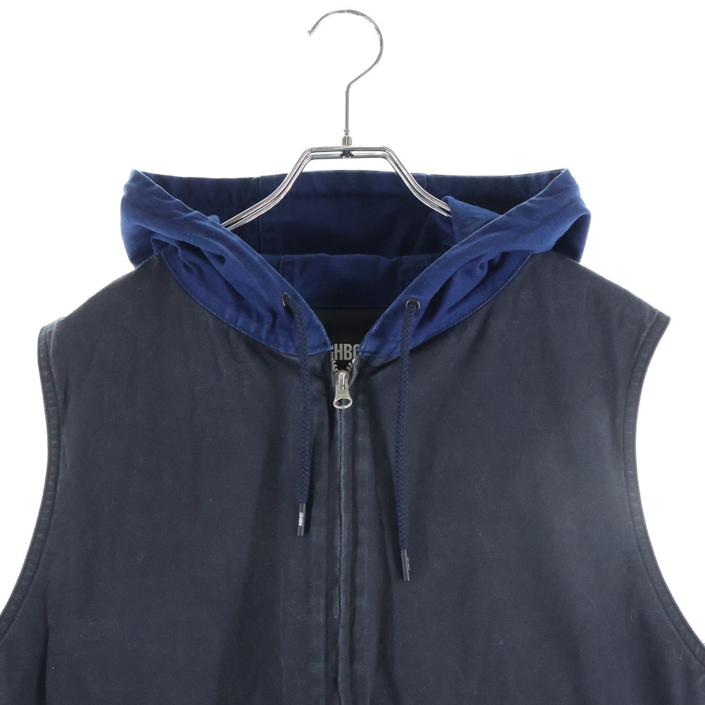 NEIGHBORHOOD(ネイバーフッド) 21SS LS/C-VEST ダックキャンバス バックロゴエンブロイダリー フーデッドベスト ジャケット ブラック 211YTNH-JKM05