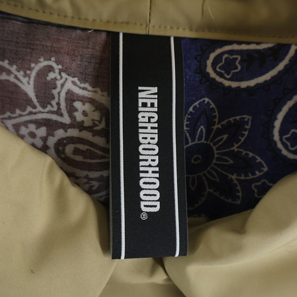 NEIGHBORHOOD(ネイバーフッド) 20AW BAL E-COAT 裏地バンダナ柄 ステンカラーコート ベージュ 202XONH-JKM02