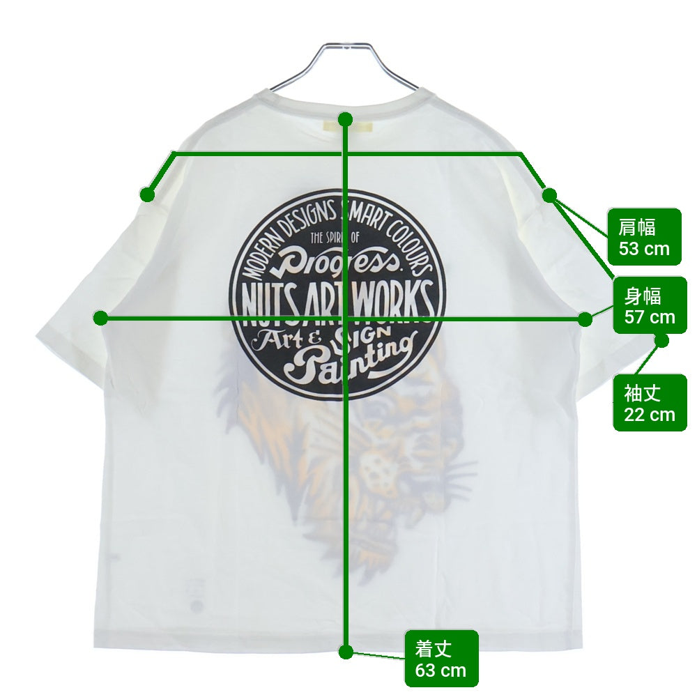NUTS ART WORKS(ナッツアートワークス) デザインプリント クルーネック半袖Tシャツ カットソー ホワイト