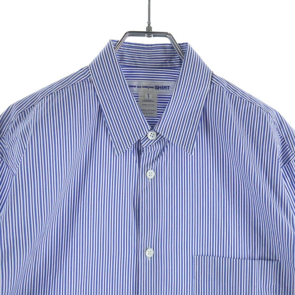 COMME des GARCONS SHIRT(コムデギャルソンシャツ) 17SS FOREVER フォーエバー レギュラーカラー ストライプ柄 長袖シャツ ブルー CDGS2ST