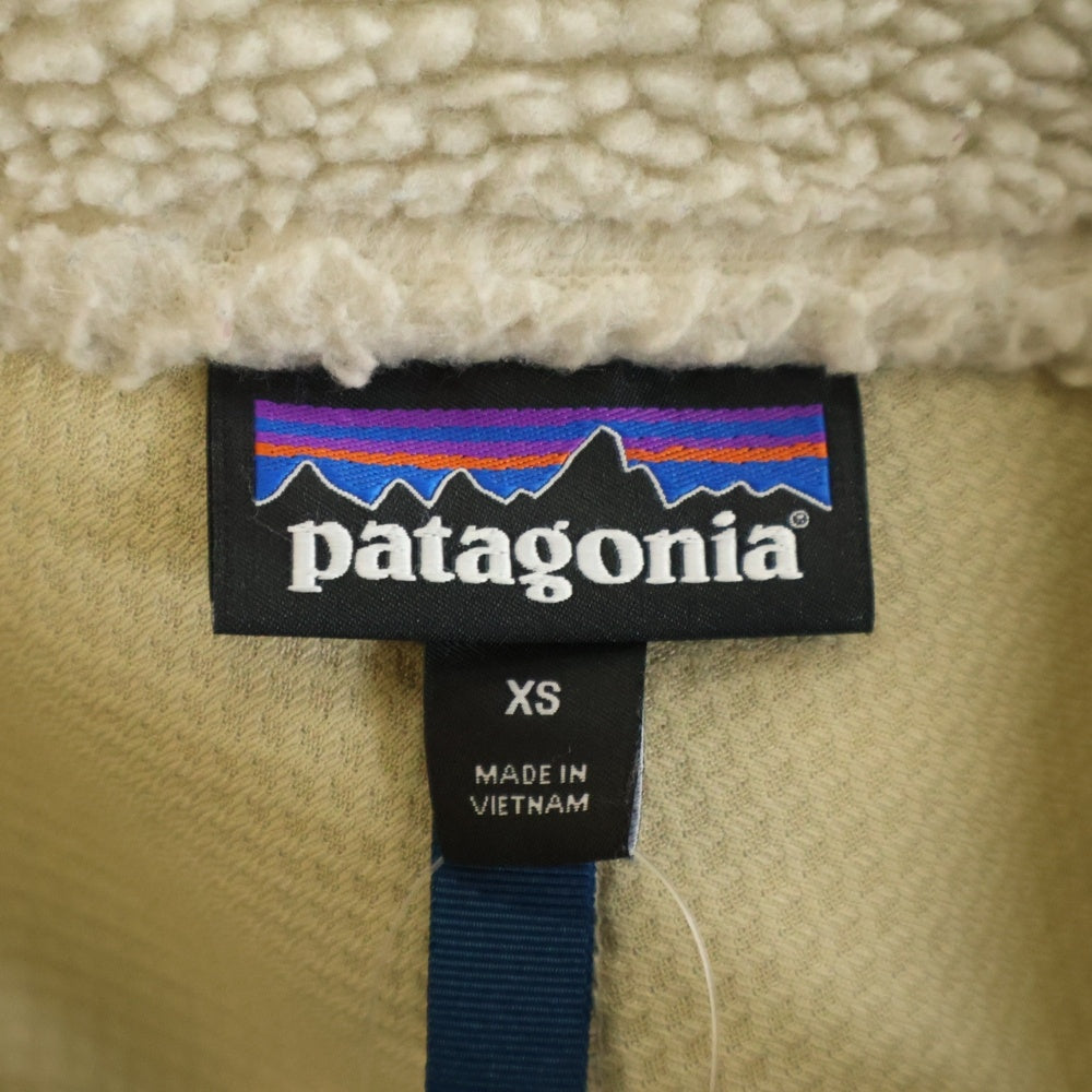 PATAGONIA(パタゴニア) 18AW CLASSIC RETRO-X クラシック レトロ ロゴパッチ ボア ジップアップ フリース ジャケット レディース ベージュ 23056FA18