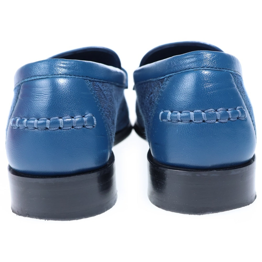 Salvatore Ferragamo(サルヴァトーレ フェラガモ) SALVATORE GANCINI MOCCASIN LOAFER サルバトーレ ガンチーニ モカシン ペイズリー ポインテッドトゥ ビットローファー ブルー レディース