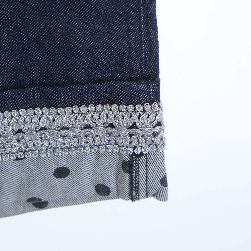 COMME des GARCONS COMME des GARCONS(コムデギャルソンコムデギャルソン) 裾織り上げシルバーリボンデザイン ドット柄 デニムスカート インディゴ レディース S5S002