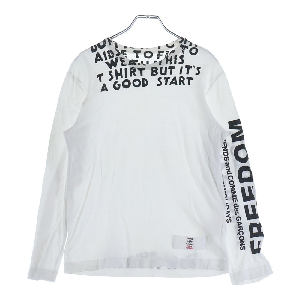COMME des GARCONS(コムデギャルソン) 18AW ×MAISON MARGIELA HOLIDAYSCOLLECTION FREEDOM ホリデーズ コレクション フリーダム クルーネック長袖Tシャツ カットソー ホワイト OB-T003