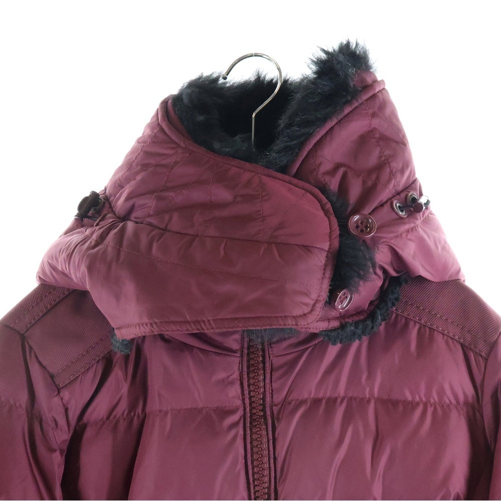 COACH(コーチ) ジップアップ ファーフーデットダウンコート レッド レディース