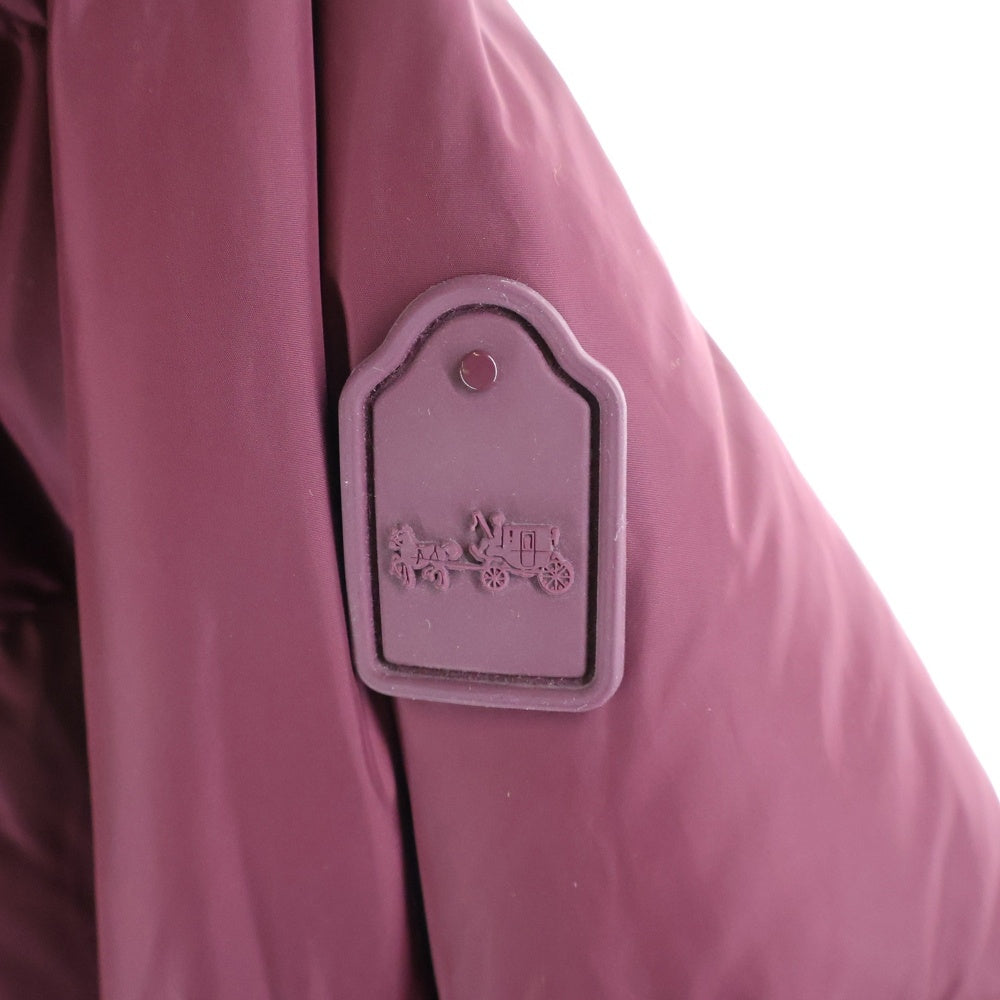 COACH(コーチ) ジップアップ ファーフーデットダウンコート レッド レディース