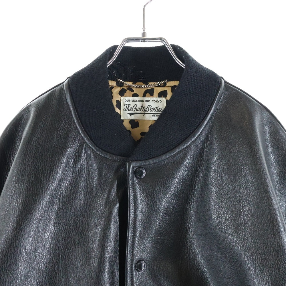 WACKO MARIA(ワコマリア) 24SS LEATHER VARSITY JACKET TYPE-2 カウハイドレザー バーシティジャケット ブラック 24SS-WMO-BL08