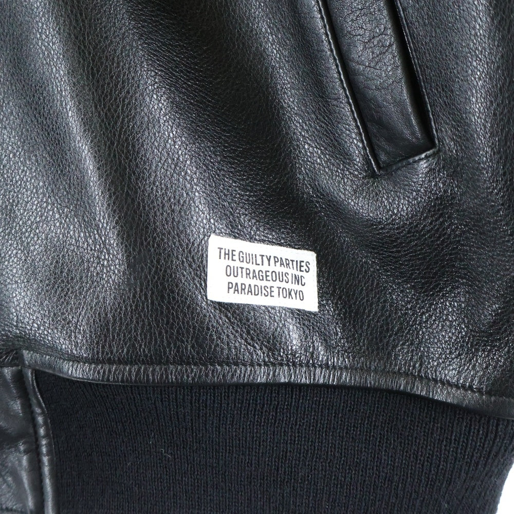 WACKO MARIA(ワコマリア) 24SS LEATHER VARSITY JACKET TYPE-2 カウハイドレザー バーシティジャケット ブラック 24SS-WMO-BL08