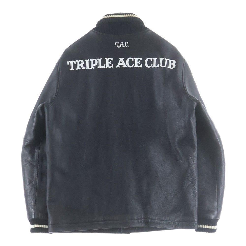 TRIPLE ACE CLUB(トリプルエースクラブ) GANGSTA LEATHER FARAOH COAT ギャングスタ ファラオ カウハイド レザーコート ジャケット ブラック TA-GLFC01