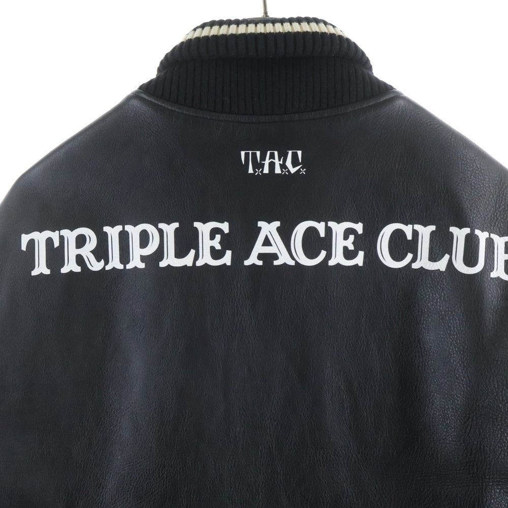 TRIPLE ACE CLUB(トリプルエースクラブ) GANGSTA LEATHER FARAOH COAT ギャングスタ ファラオ カウハイド レザーコート ジャケット ブラック TA-GLFC01