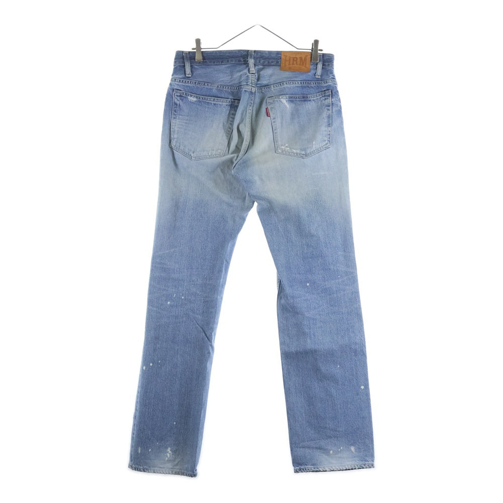 HOLLYWOOD RANCH MARKET(ハリウッド ランチ マーケット) HP405 ユーズド リペア加工 ボタンフライ ストレート デニムパンツ インディゴ