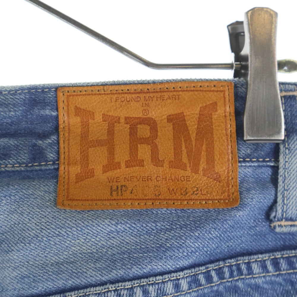 HOLLYWOOD RANCH MARKET(ハリウッド ランチ マーケット) HP405 ユーズド リペア加工 ボタンフライ ストレート デニムパンツ インディゴ