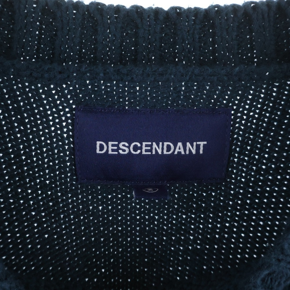 DESCENDANT(ディセンダント) ロゴエンブロイダリー クルーネック コットン ニットセーター グリーン