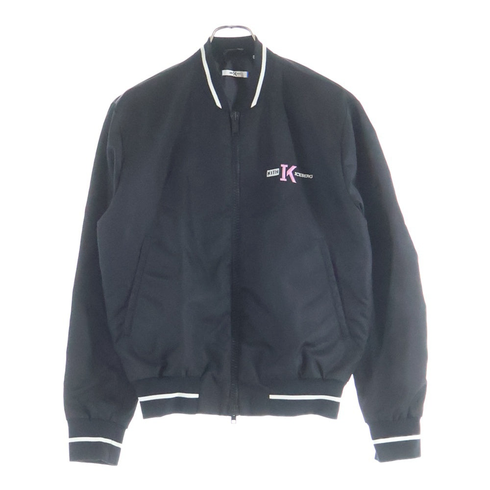 KITH(キス) xICEBERG アイスバーグ ロゴエンブロイダリー ナイロン バーシティジャケット ブルゾン ブラックKITH