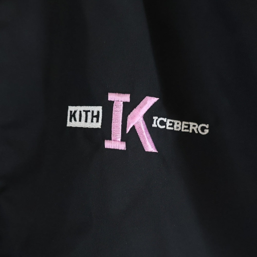 KITH(キス) xICEBERG アイスバーグ ロゴエンブロイダリー ナイロン バーシティジャケット ブルゾン ブラックKITH