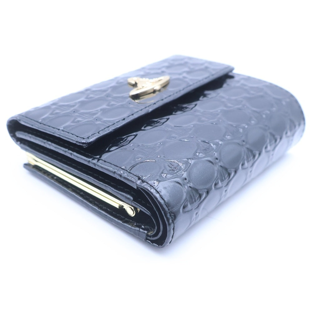 Vivienne Westwood(ヴィヴィアンウエストウッド) エナメル オーブ総柄 三つ折り財布 ウォレット ブラック 3218Y921 レディース