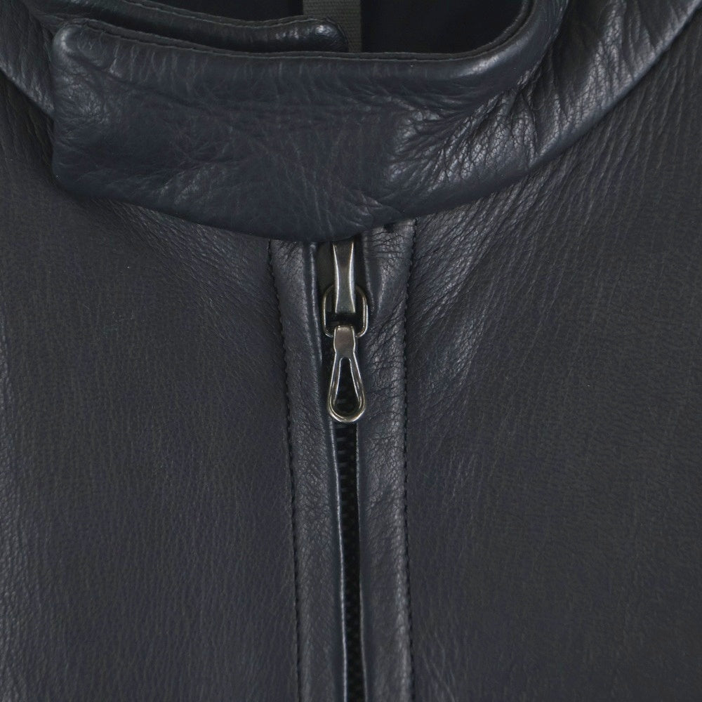 KAZUYUKI KUMAGAI ATTACHMENT(カズユキクマガイ アタッチメント) DEERSKIN LEATHER JACKET ディアスキン マルチポケット ダブルジップアップ レザージャケット ライダース ブラック KB42-078