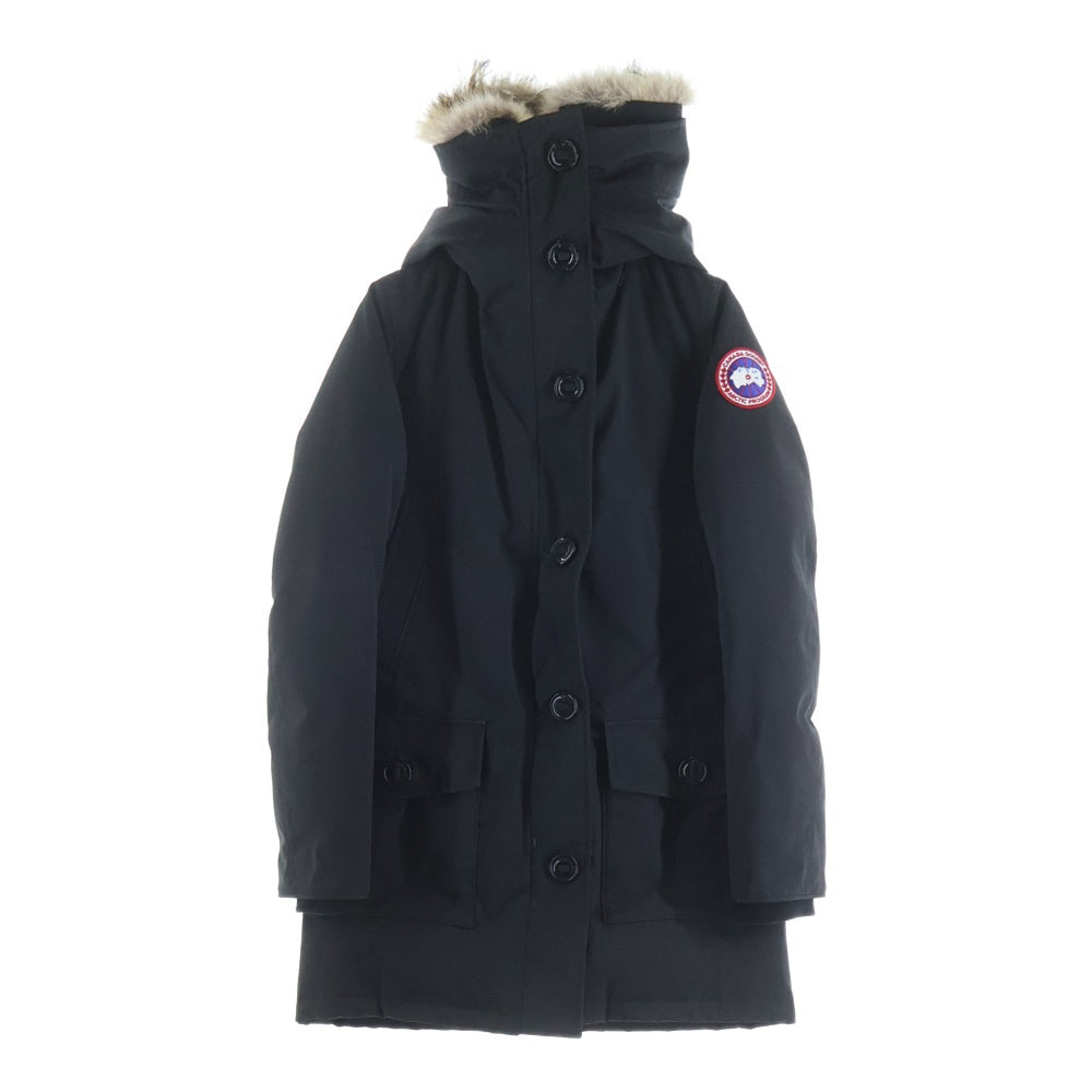 CANADA GOOSE(カナダグース) BRONTE PARKA ブロンテ パーカ ロゴワッペン フードファー ジップアップ フーデッド ダウン ジャケット ブラック レディース 2603JL