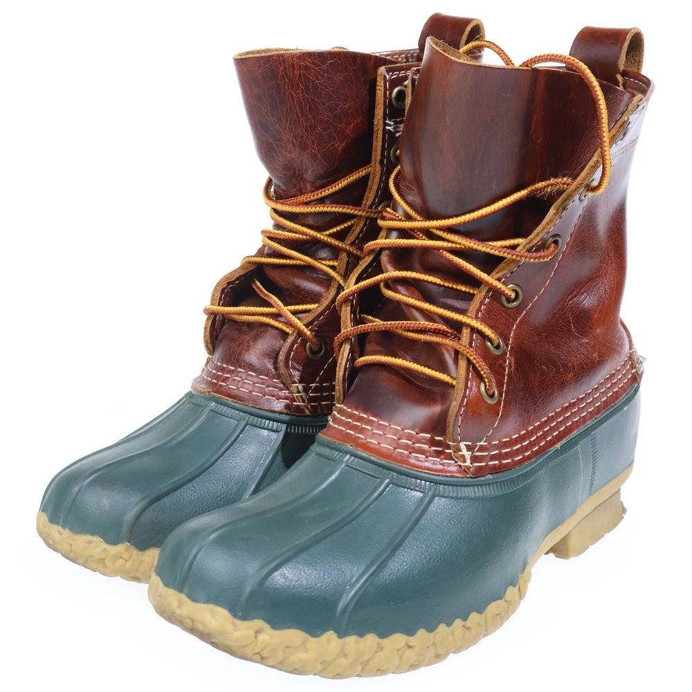 L.L.Bean(エルエルビーン) BEAN BOOTS ビーンブーツ USA製 5ホール ラバーレザー切替 レースアップブーツ レディース ブラウン