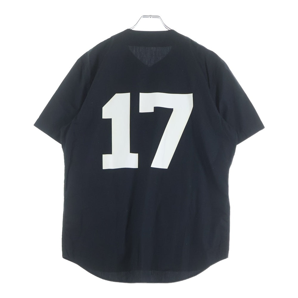 GIVENCHY(ジバンシィ) 15SS 17バックプリント ノーカラー ボタンアップ 胸ポケット コットン半袖シャツ ブラック 15S 6023 300