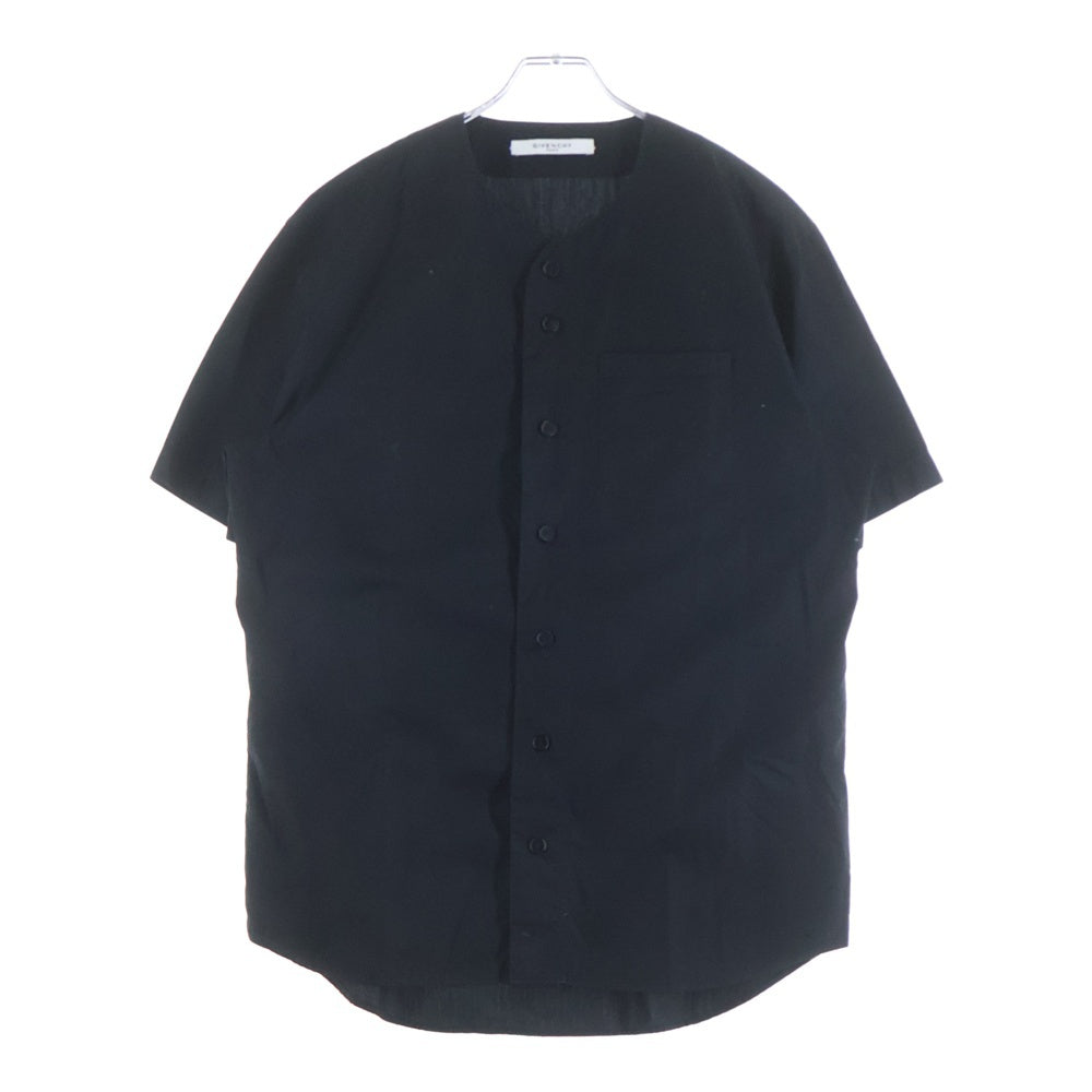 GIVENCHY(ジバンシィ) 15SS 17バックプリント ノーカラー ボタンアップ 胸ポケット コットン半袖シャツ ブラック 15S 6023 300